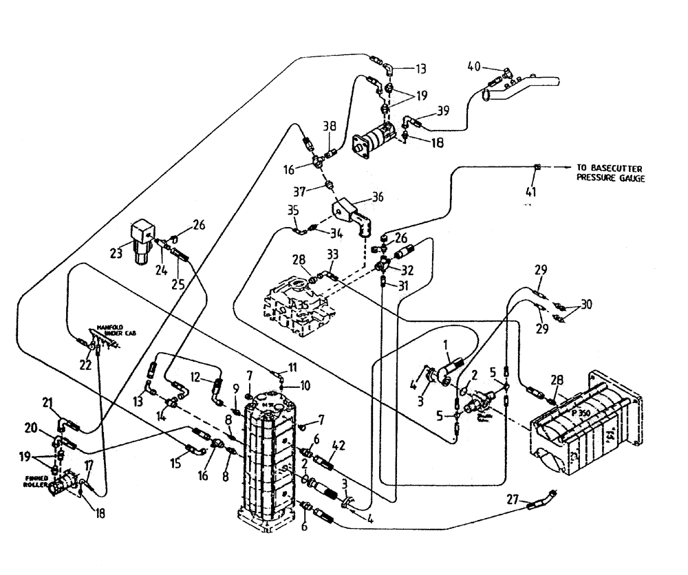 Схема запчастей Case IH 7000 - (B05-45) - HYDRAULIC CIRCUIT, (FINNED ROLLER - LEG BASECUTTER), UP TO Hydraulic Components & Circuits