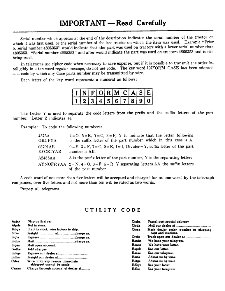 Схема запчастей Case IH SO-SERIES - (003) - IMPORTANT - READ CAREFULLY (00) - PICTORIAL INDEX