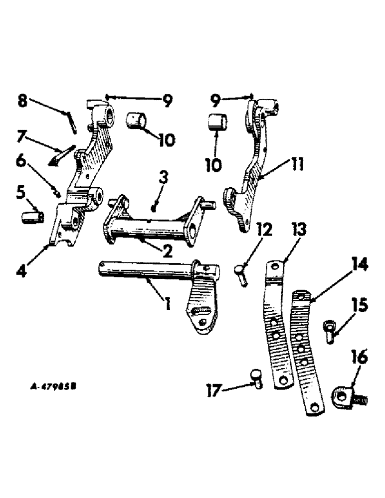 Схема запчастей Case IH 560 - (254) - DRAWBARS AND HITCHES, LATERAL LIMITER, FOR ALL FARMALL 560 SERIES EXCEPT HI-CLEAR MODELS Drawbar & Hitches