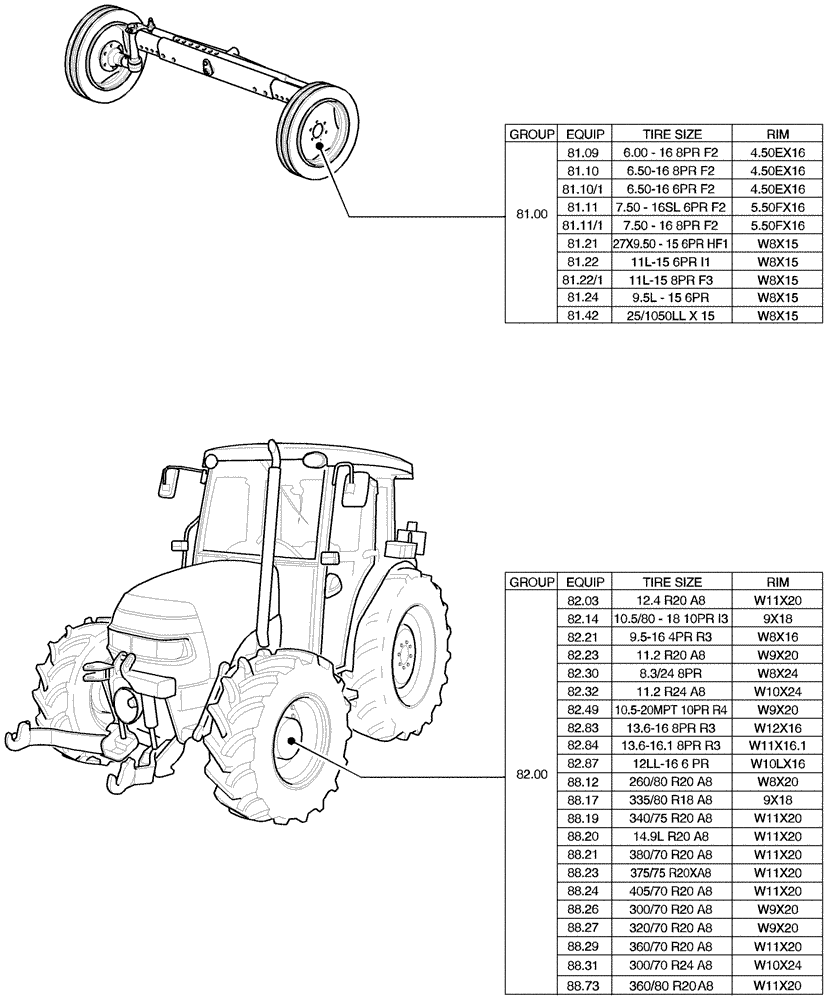 Схема запчастей Case IH JX1085C - (80.00[01]) - SEC. 11 - TRACTION (11) - WHEELS/TRACKS