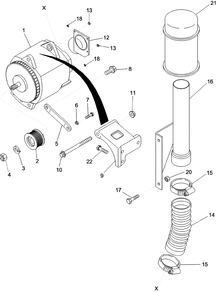 Схема запчастей Case IH 620 - (04-19) - ALTERNATOR MOUNTING AND FILTER (06) - ELECTRICAL SYSTEMS