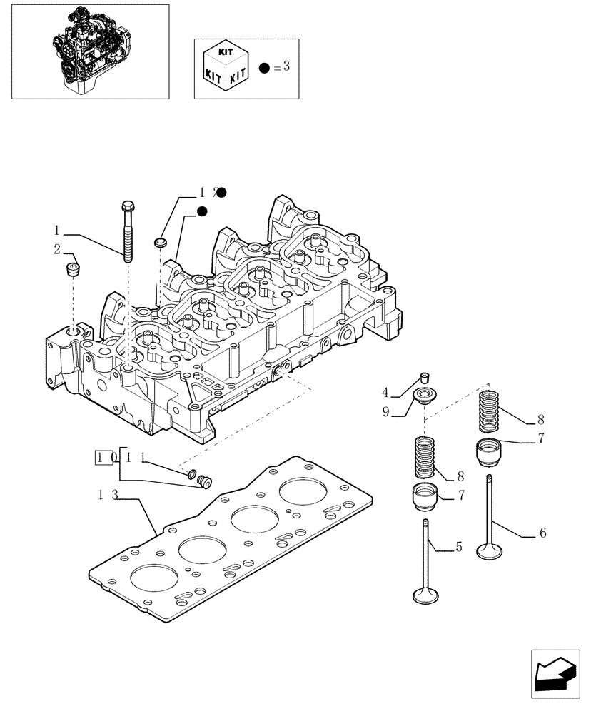 Схема запчастей Case IH F4GE0454A D610 - (0.06.0[01]) - CYLINDER HEAD (4895797) 