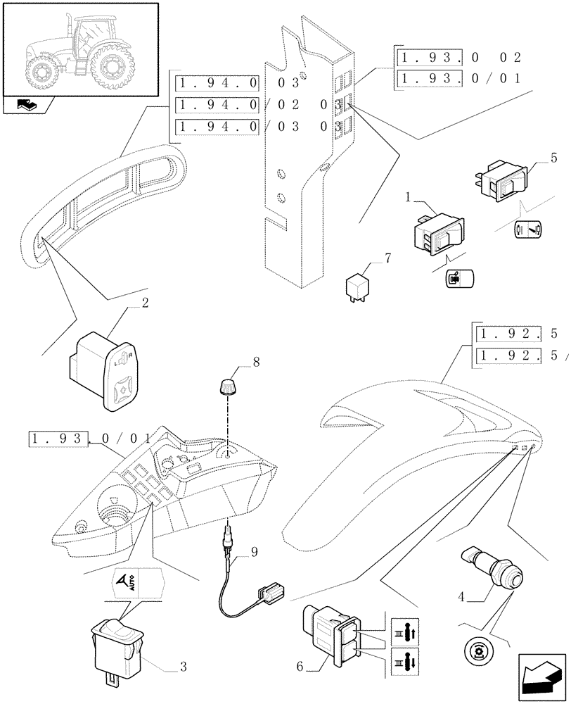 Схема запчастей Case IH PUMA 165 - (1.75.1[03]) - SWITCHES AND RELATED PARTS (06) - ELECTRICAL SYSTEMS