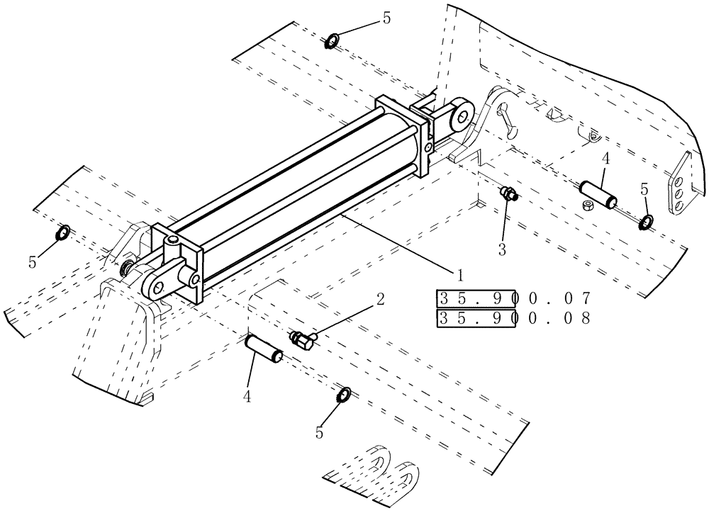 Схема запчастей Case IH 700 - (35.900.13) - CYLINDER, TOOLBAR (35) - HYDRAULIC SYSTEMS
