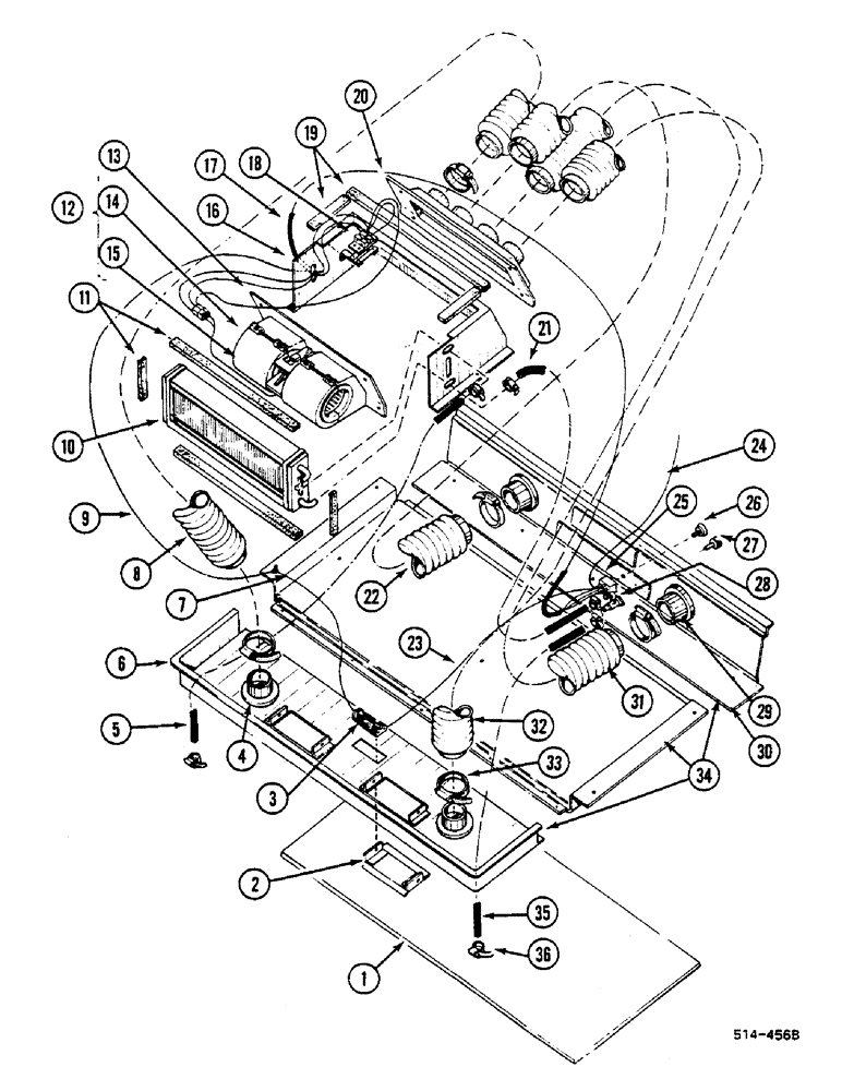 Схема запчастей Case IH 685 - (9-752) - HEATER AND ROOF INNER - SEKURA - (09) - CHASSIS/ATTACHMENTS