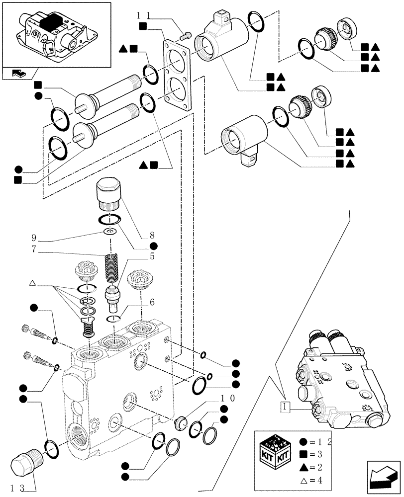 Схема запчастей Case IH PUMA 140 - (1.82.7/ F) - VALVE CONTROL - BREAKDOWN (07) - HYDRAULIC SYSTEM