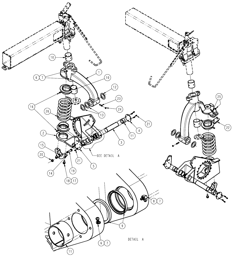 Схема запчастей Case IH SPX4410 - (04-013) - STRUT GROUP, LEFT Suspension & Frame