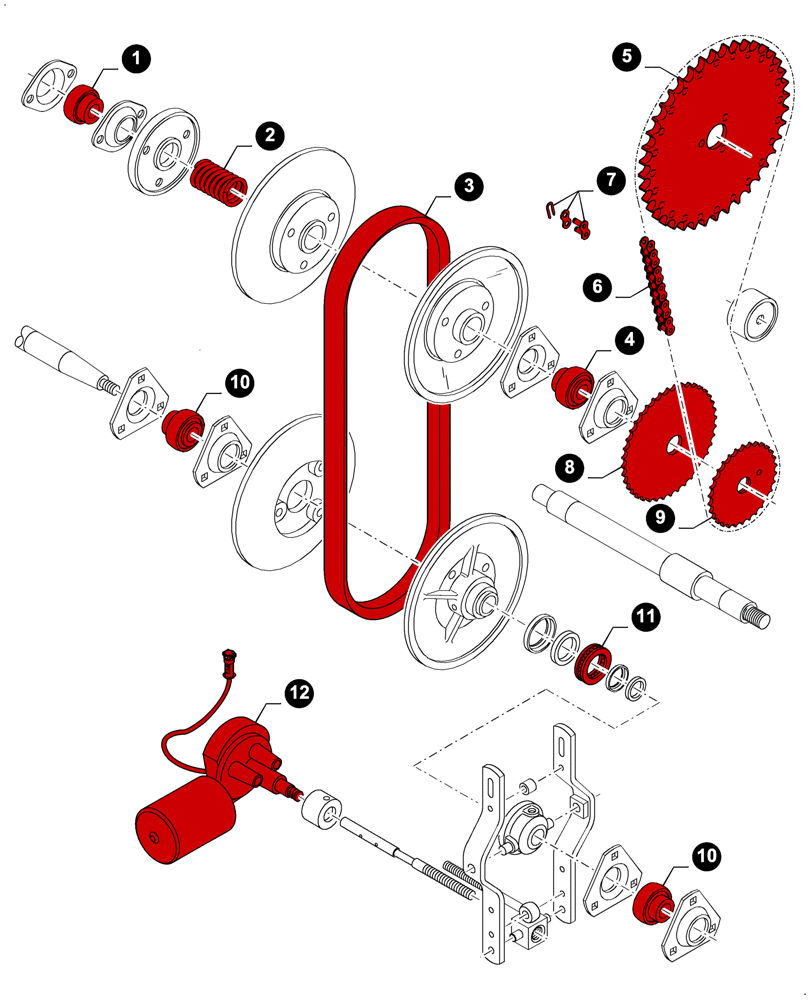 Схема запчастей Case IH 2030 - (00.00GH028[01]) - MAINTENANCE PARTS, REEL VARIATOR DRIVE (00) - GENERAL