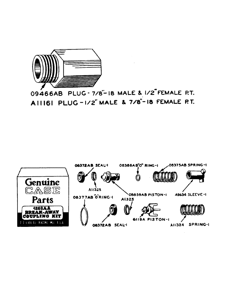 Схема запчастей Case IH DV-SERIES - (166) - HYDRAULIC CONTROL UNIT, ADAPTER PLUG FOR BREAK-AWAY COUPLINGS (08) - HYDRAULICS