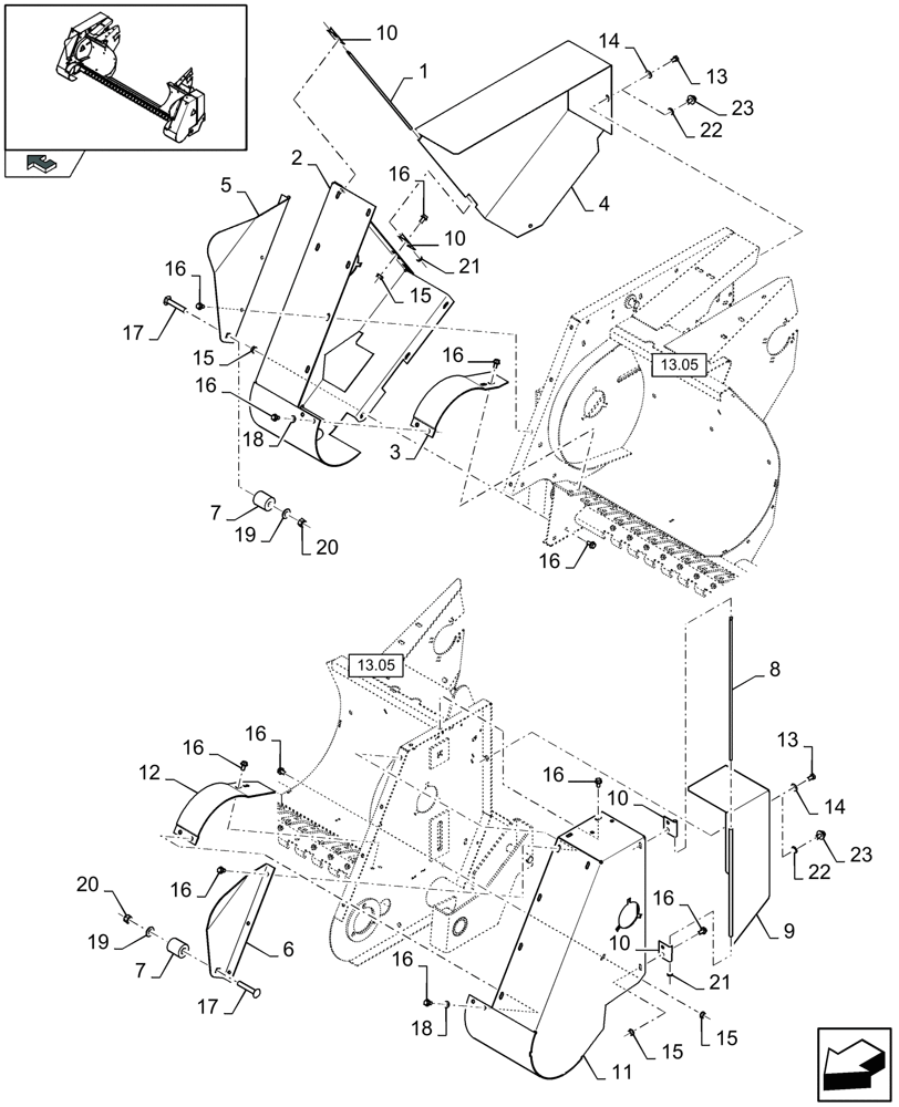 Схема запчастей Case IH LB333P - (08.22[01]) - PICK UP SHIELDINGS (08) - SHEET METAL/DECALS