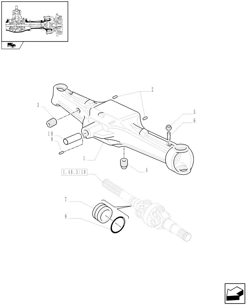 Схема запчастей Case IH FARMALL 75C - (1.40.3/01) - FRONT AXLE WITH LIMITED SLIP DIFF., WITH FRONT BRAKE (40 KM/H) - BOX (VAR.331324) (04) - FRONT AXLE & STEERING