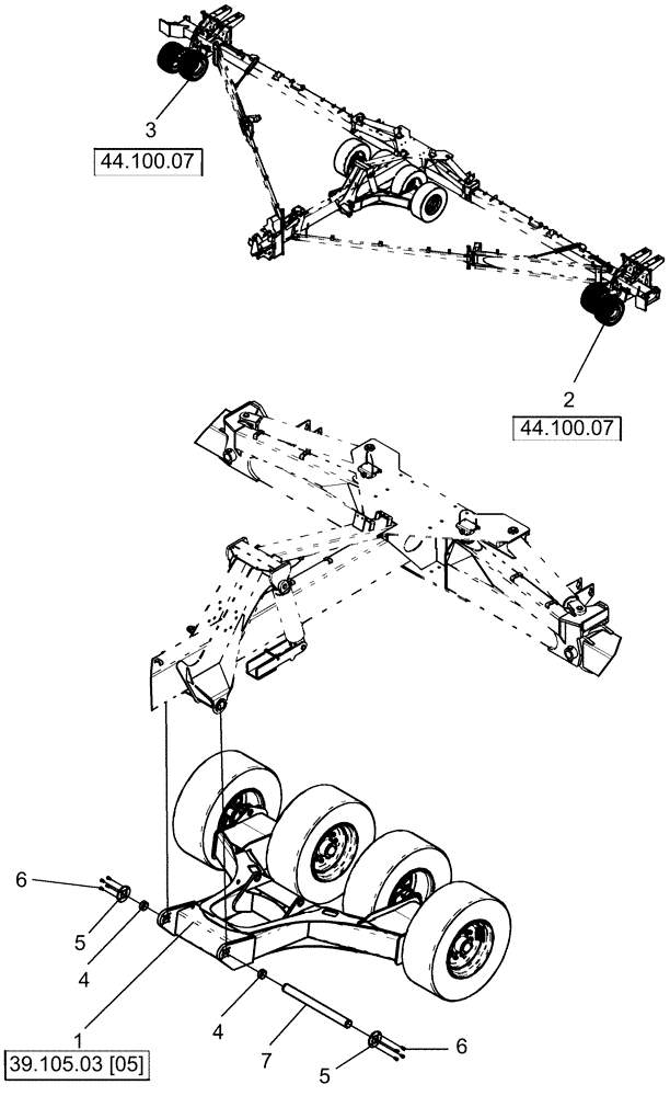 Схема запчастей Case IH 1260 - (39.105.03[02]) - FRAME - CARRIER, WITH STANDARD 8B HUB-TIRE 20" (39) - FRAMES AND BALLASTING