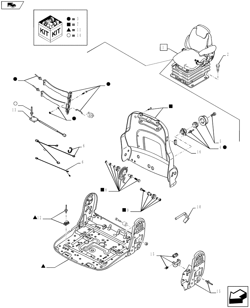 Схема запчастей Case IH PUMA 160 - (90.124.02) - VAR - 390709, 333709, 743715, 330709, 332709 - DELUXE SUSPENSION SEAT - COMPONENTS (90) - PLATFORM, CAB, BODYWORK AND DECALS