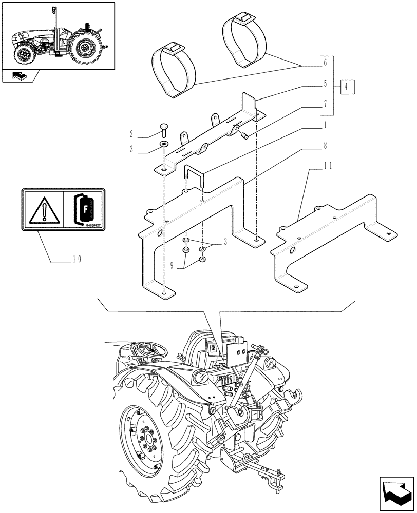 Схема запчастей Case IH FARMALL 95N - (1.90.7[02]) - FIRE EXTINGUISHER SUPPORT - L/CAB - D6646 (10) - OPERATORS PLATFORM/CAB