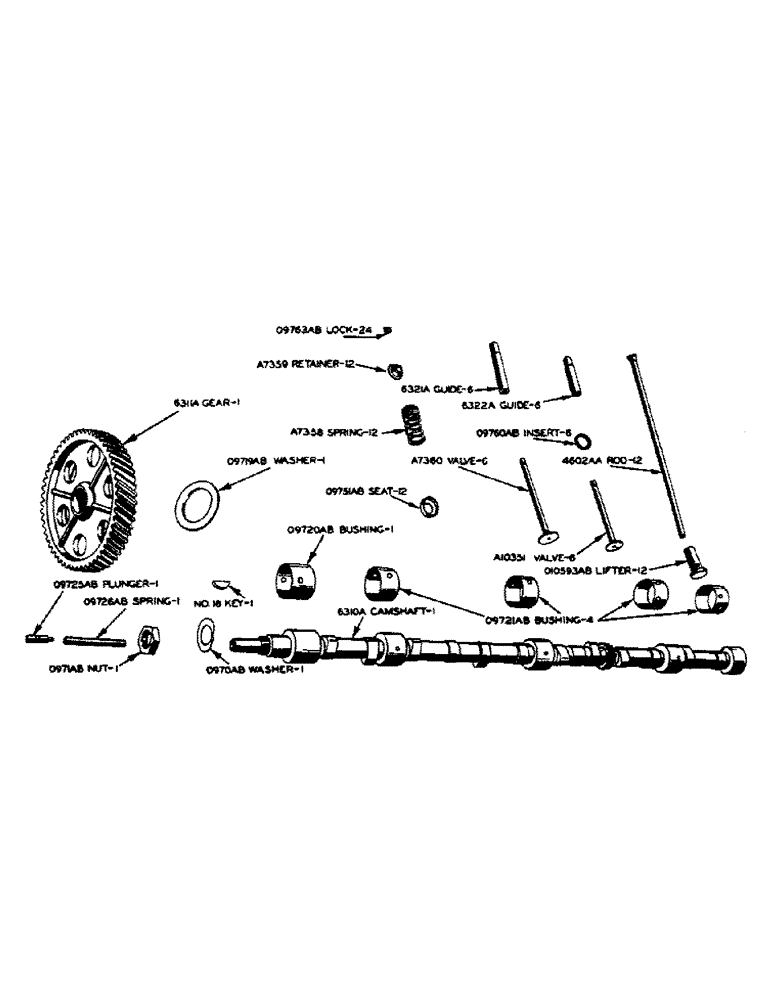 Схема запчастей Case IH 600-SERIES - (007) - POWRCEL DIESEL ENGINE, VALVES, PUSH RODS AND CAMSHAFT (02) - ENGINE