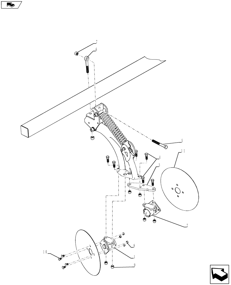 Схема запчастей Case IH 870 - (75.200.12[02]) - REAR DISK LEVELER ARM 2011 (75) - SOIL PREPARATION