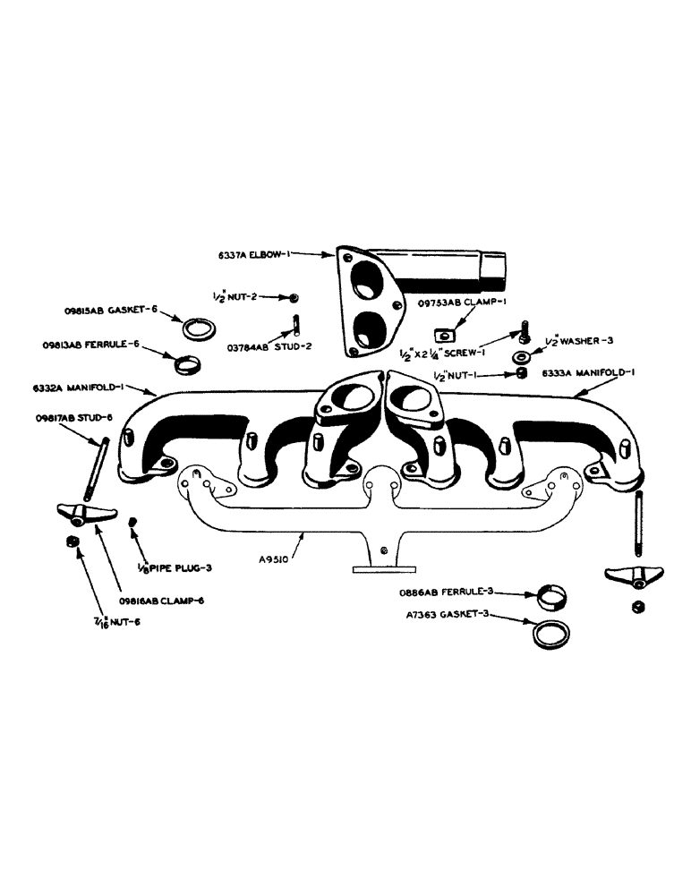 Схема запчастей Case IH 600-SERIES - (036) - LP-GAS ENGINE, INTAKE AND EXHAUST MANIFOLD (02) - ENGINE