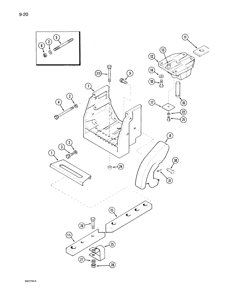 Схема запчастей Case IH 7150 - (9-020) - DRAWBAR, WITH HITCH (09) - CHASSIS/ATTACHMENTS
