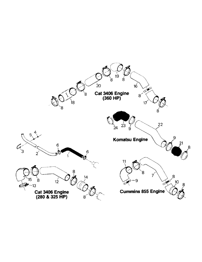 Схема запчастей Case IH SM-325 - (04-18) - AIR INTAKE SYSTEM, CUMMINS 855, CAT 3406 AND KOMATSU ENGINES (04) - Drive Train