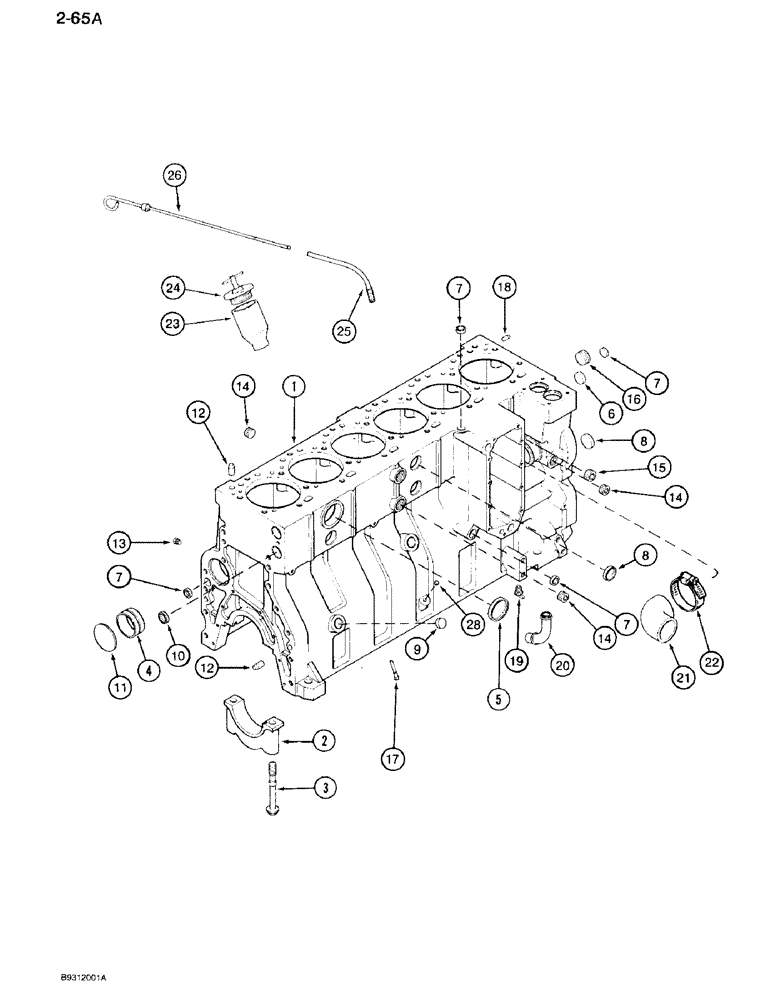 Схема запчастей Case IH 7120 - (2-65A) - CYLINDER BLOCK, 6T-830 ENGINE, BLOCK WITH 12 PISTON COOLING NOZZLES, ENGINE S/N 44823528 AND AFTER (02) - ENGINE