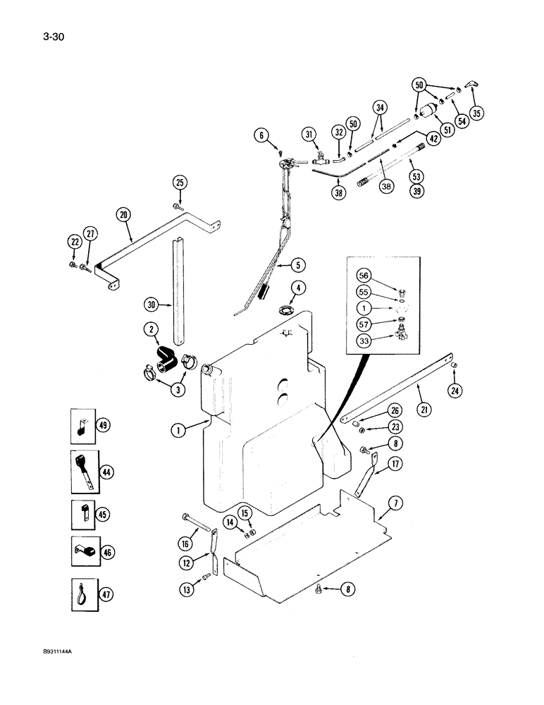 Схема запчастей Case IH 7150 - (3-030) - AUXILIARY FUEL TANK, P.I.N. JJA0026793 AND AFTER (03) - FUEL SYSTEM
