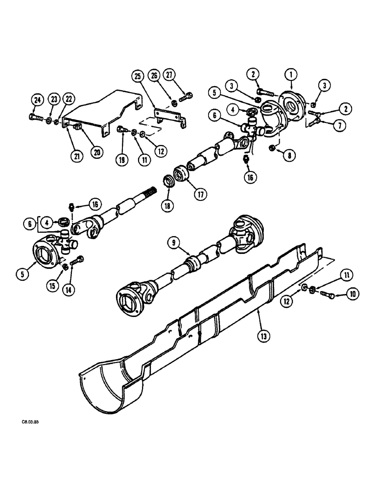 Схема запчастей Case IH 2140 - (6-102[B]) - DRIVE SHAFT - MFD, 2140 - (P.I.N. : CGC12531-) (06) - POWER TRAIN
