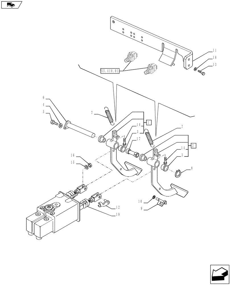 Схема запчастей Case IH PUMA 170 - (33.202.03[01]) - BRAKE PEDALS AND BRAKE MASTER CYLINDERS (33) - BRAKES & CONTROLS