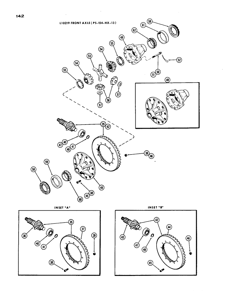 Схема запчастей Case IH 1200 - (142) - L10219 FRONT AXLE DIFFERENTIAL, CONTINUED, 15.99 RATIO WITH CARDON JOINT (06) - POWER TRAIN