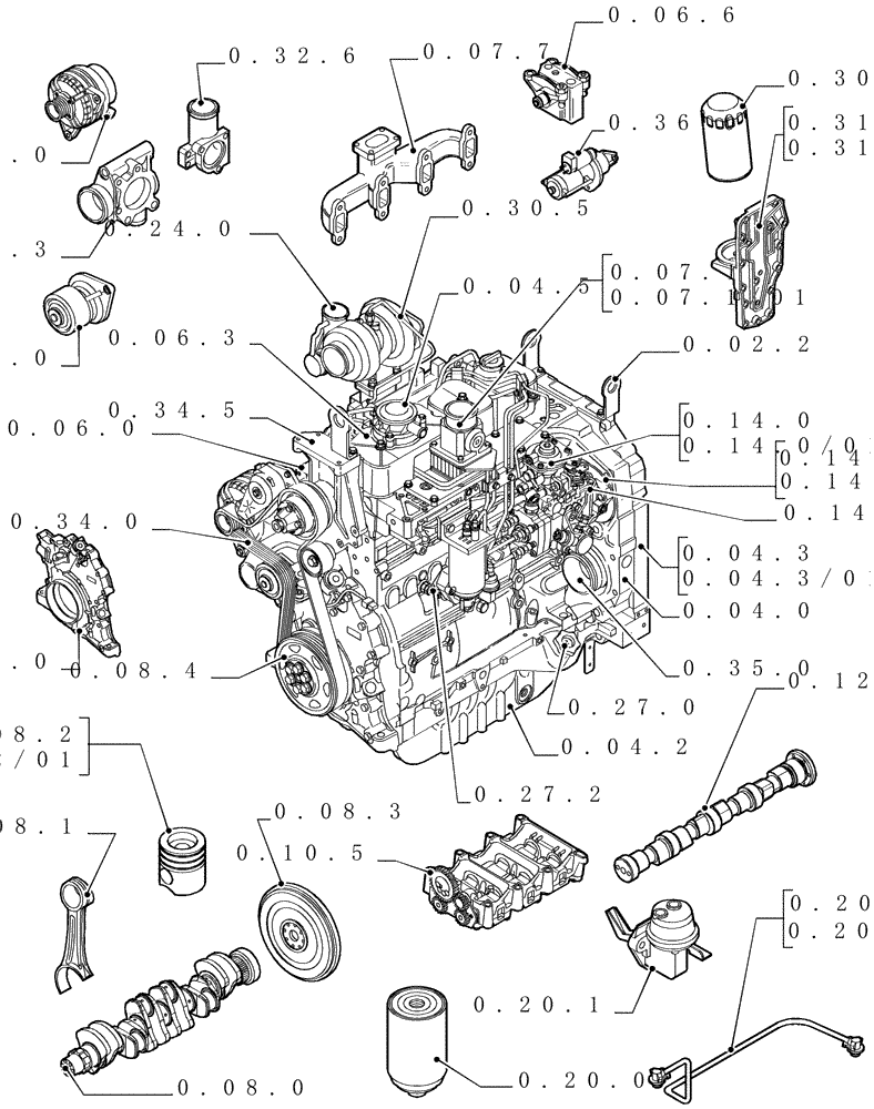 Схема запчастей Case IH JX1095C - (0.02.0) - SEC. 01 - ENGINE (01) - ENGINE