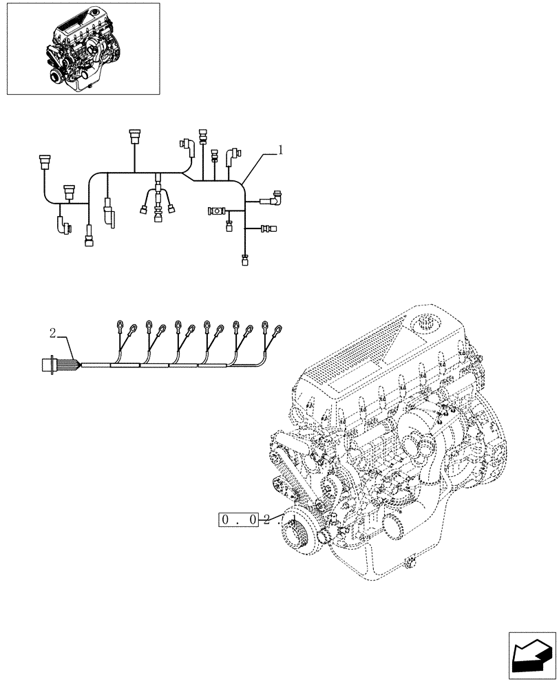 Схема запчастей Case IH F2BE0684A B003 - (0.17.3[01]) - CONNECTIONS CABLE FOR ENGINE INJECTION (504071511) 