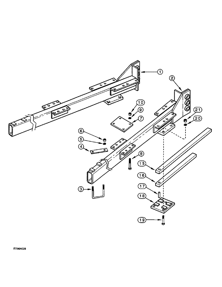 Схема запчастей Case IH 4300 - (9-098) - FLOATING HITCH, HITCH BEAMS (09) - CHASSIS/ATTACHMENTS