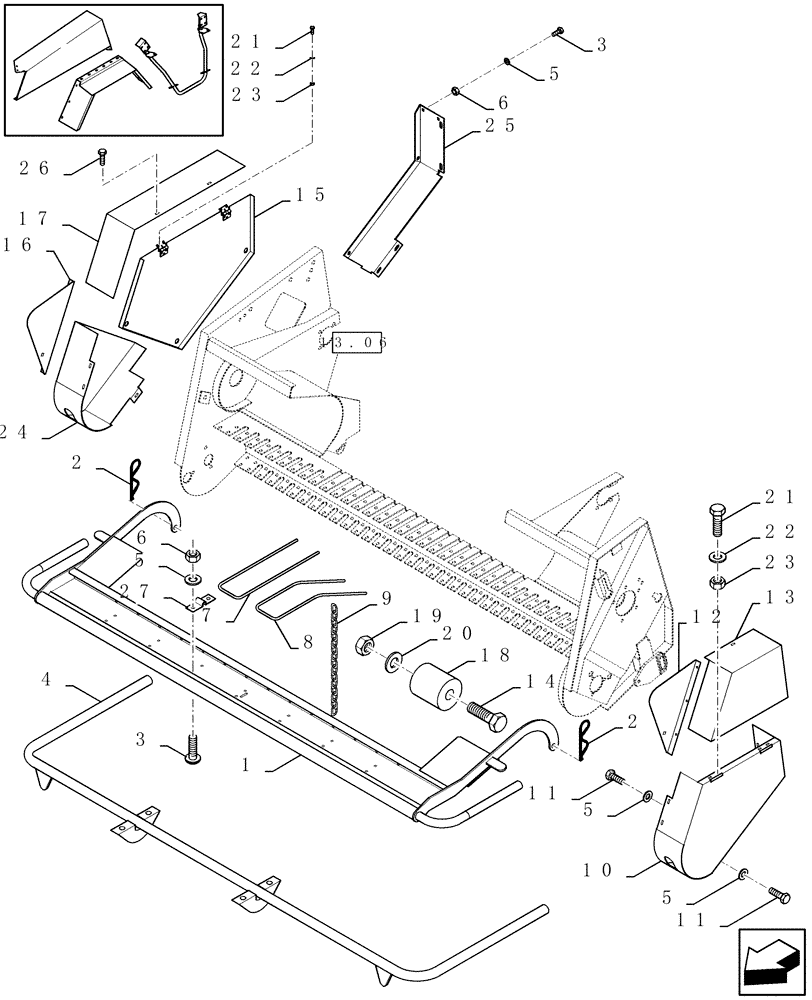 Схема запчастей Case IH LBX331R - (08.003[01]) - PICK-UP PROTECTION (08) - SHEET METAL/DECALS