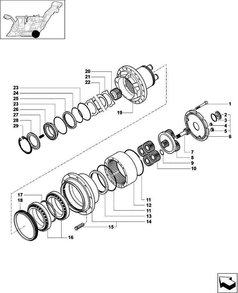 Схема запчастей Case IH A4000 - (A09.02[01]) - REDUCTION HUB Mainframe & Functioning Components
