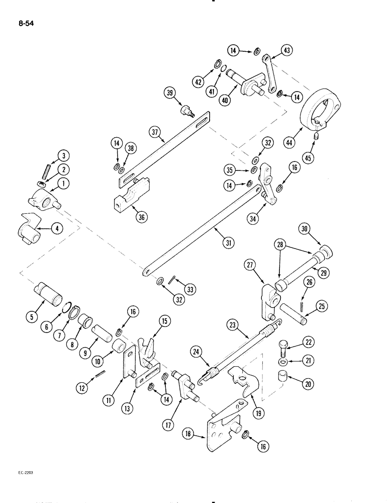 Схема запчастей Case IH 595 - (8-54) - DRAFT CONTROL, INTERNAL CONTROL LINKAGE (08) - HYDRAULICS