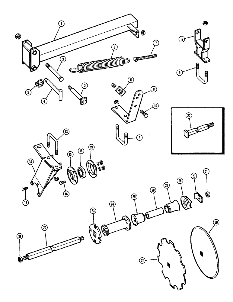 Схема запчастей Case IH F21 - (082) - 4 BLADE WING GANG, FRONT LEFT, 9 INCH SPACING, F21, F21-9-216 & F21-0-214 