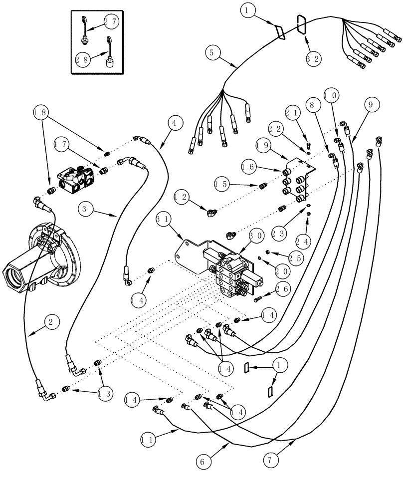 Схема запчастей Case IH LX162 - (08-32) - HYDRAULICS - EXTERNAL VALVE - 3 FUNCTION WITHOUT SELF LEVELING (08) - HYDRAULICS