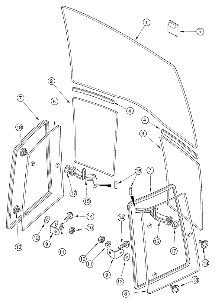 Схема запчастей Case IH MX120 - (09-22) - WINDSHIELD (09) - CHASSIS/ATTACHMENTS