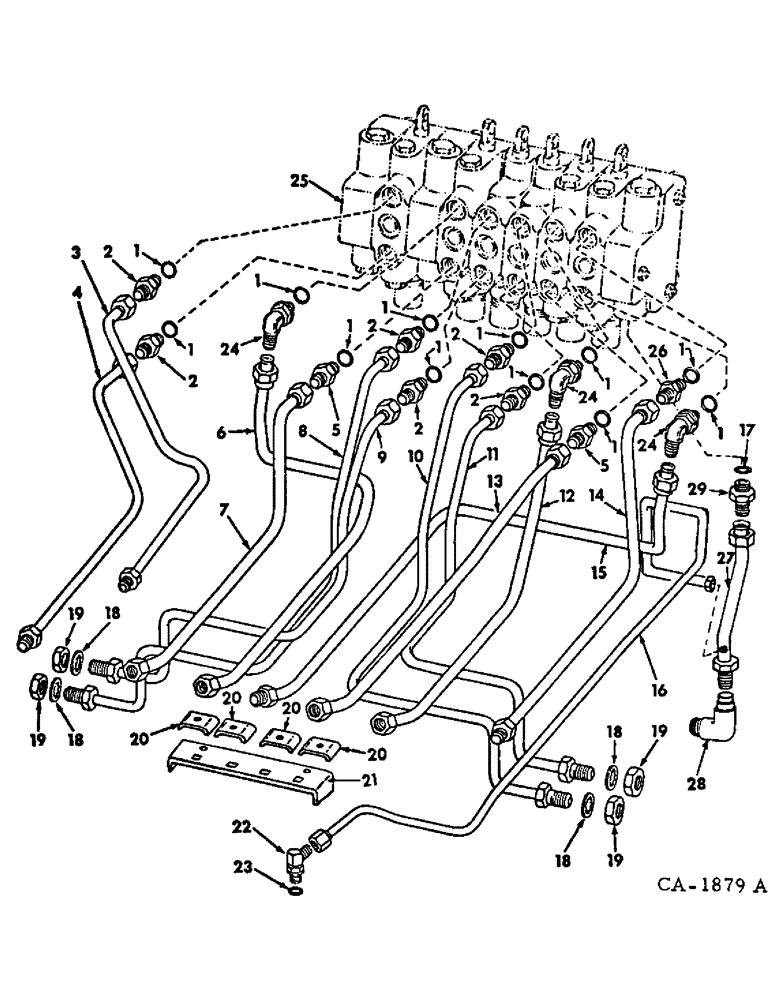 Схема запчастей Case IH 574 - (10-44) - HYDRAULICS, BACKHOE HYDRAULIC TUBING AND CONNECTIONS (07) - HYDRAULICS