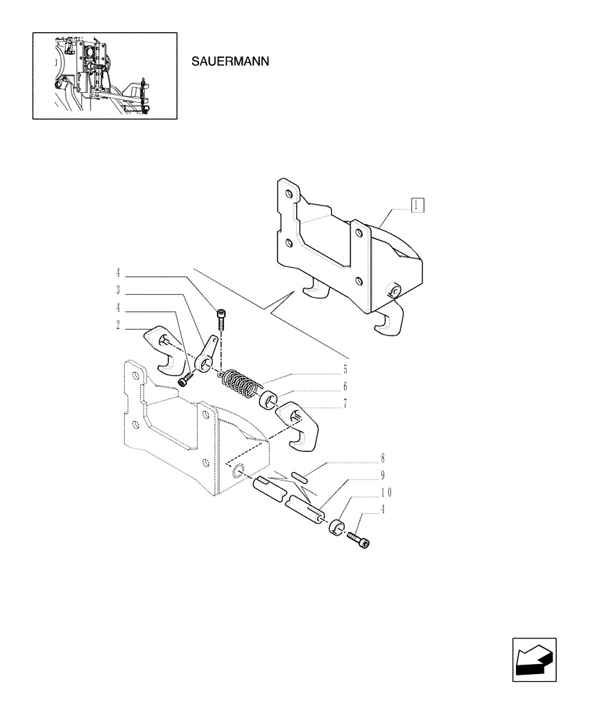 Схема запчастей Case IH JX1075C - (1.89.3/13[05]) - (VAR.929) PICK UP HITCH AND DRAW BAR (SAUERMANN) (09) - IMPLEMENT LIFT
