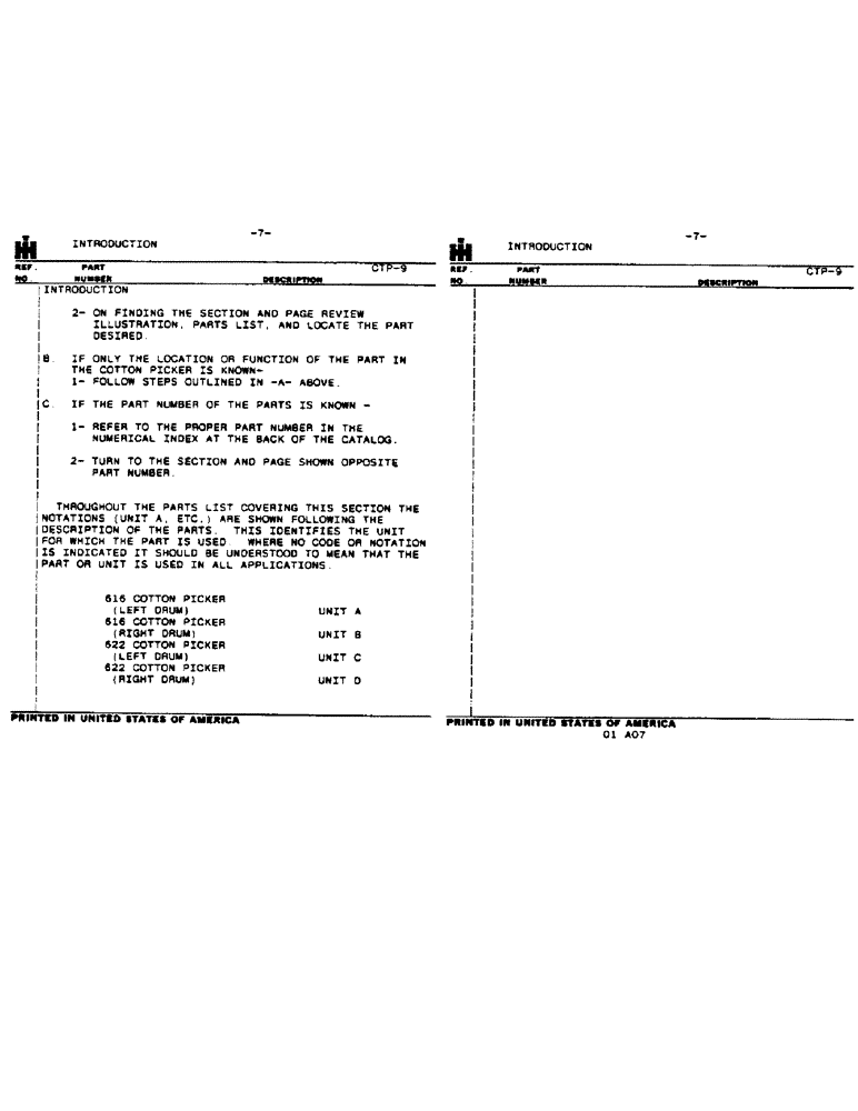 Схема запчастей Case IH 616 - (7) - INTRODUCTION - MODEL DEFINITIONS (00) - GENERAL