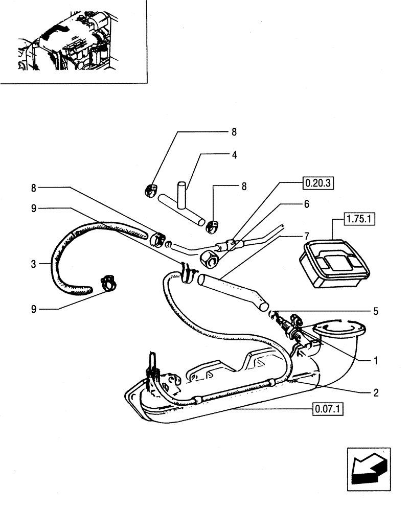 Схема запчастей Case IH JX90 - (1.19.8) - (VAR.203) AUXILIARY COLD STARTER (02) - ENGINE EQUIPMENT