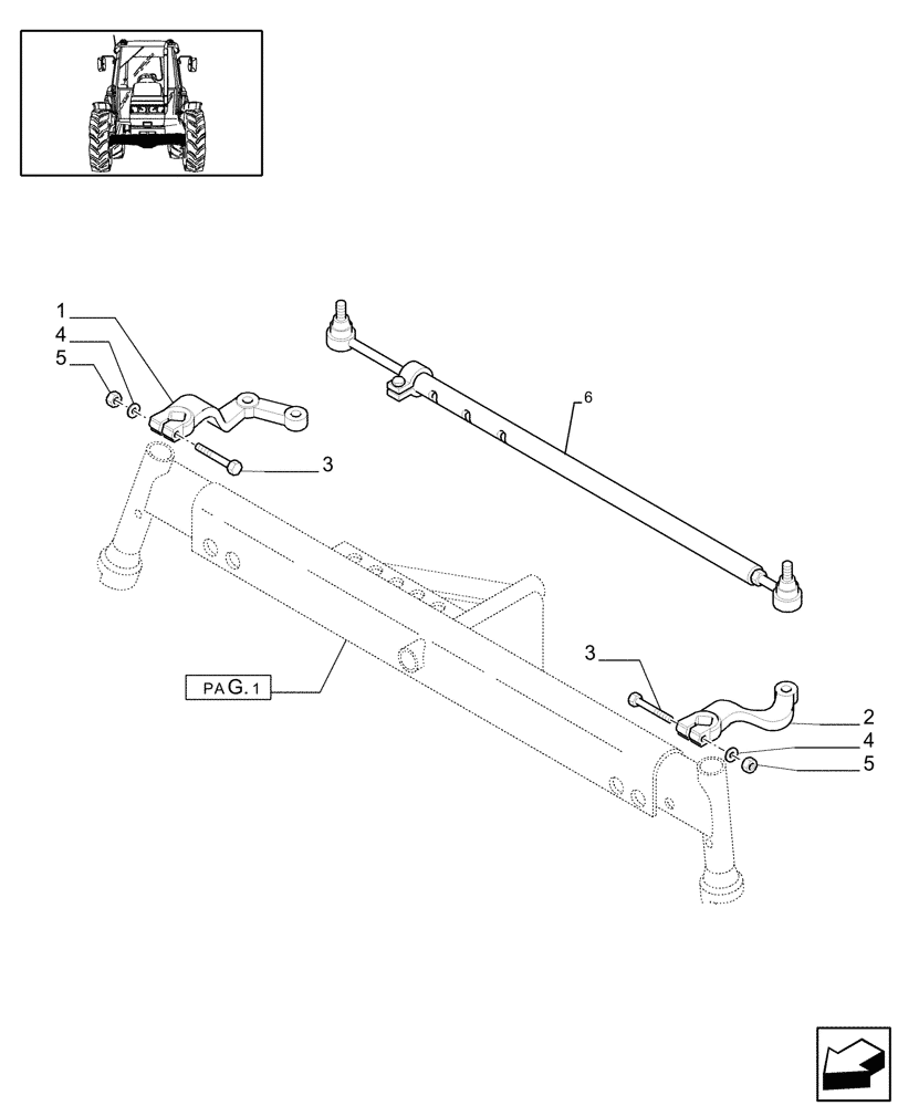 Схема запчастей Case IH JX60 - (1.41.0[04]) - 2WD FRONT AXLE - LEVERS (04) - FRONT AXLE & STEERING