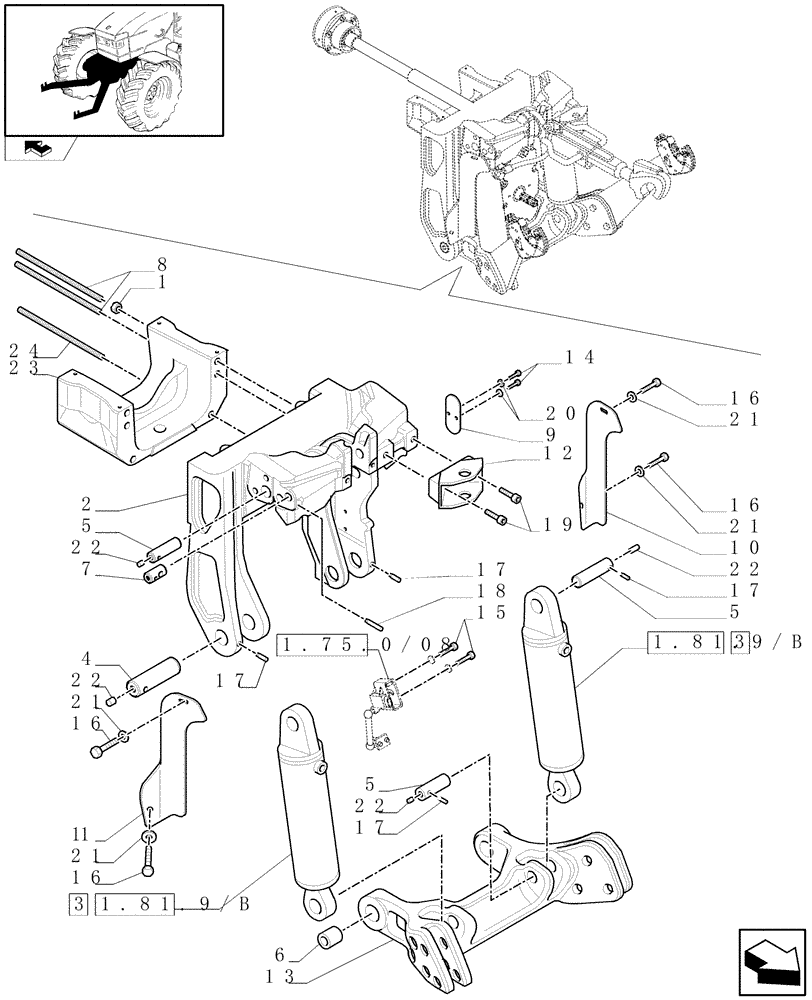 Схема запчастей Case IH PUMA 165 - (1.81.9/04[01]) - (VAR.091) FRONT HPL WITH PTO, WITH AUX. COUPLERS - LIFTER - C6726 (07) - HYDRAULIC SYSTEM