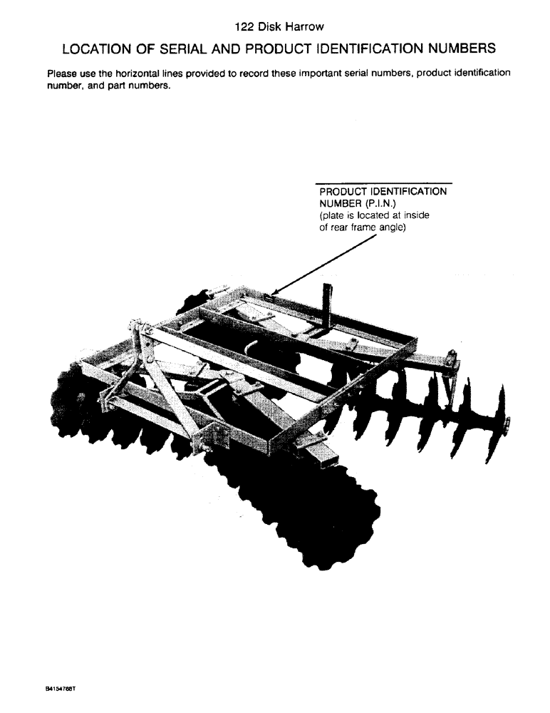 Схема запчастей Case IH 122 - (1-2) - LOCATION OF SERIAL AND PRODUCT IDENTIFICATION NUMBERS (00) - PICTORIAL INDEX