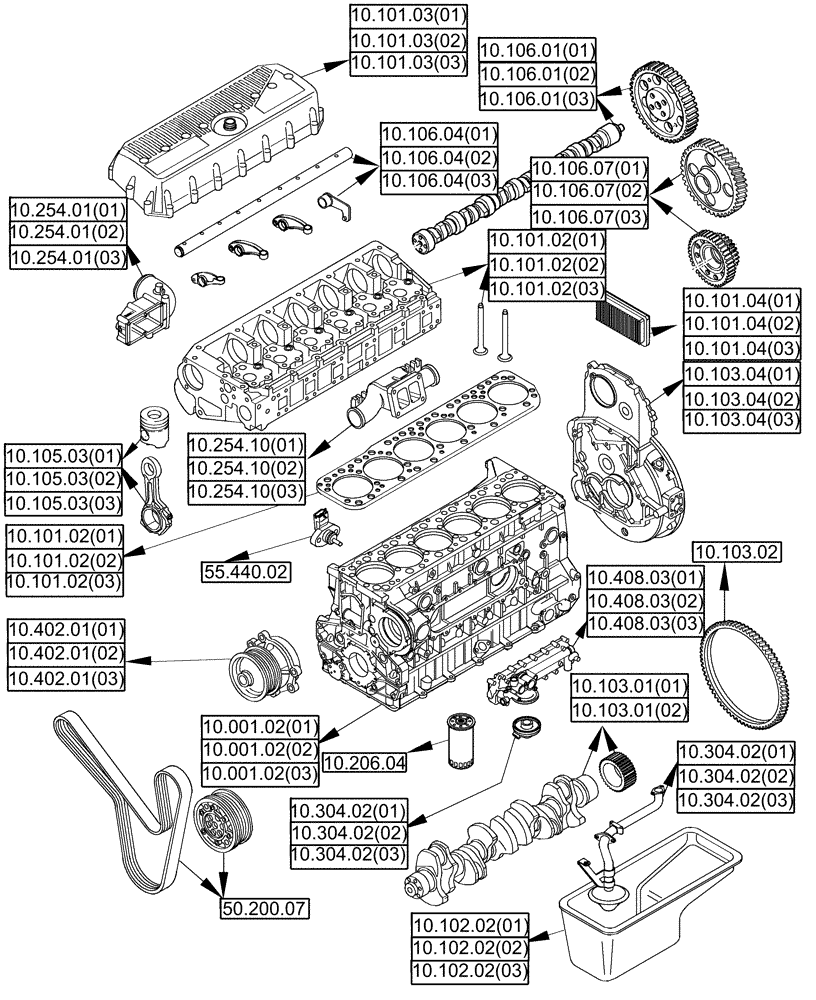 Схема запчастей Case IH 9120 - (00.000.10[01C]) - PICTORIAL INDEX - ENGINE, INTERNAL COMPONENTS - 9120 (00) - GENERAL & PICTORIAL INDEX