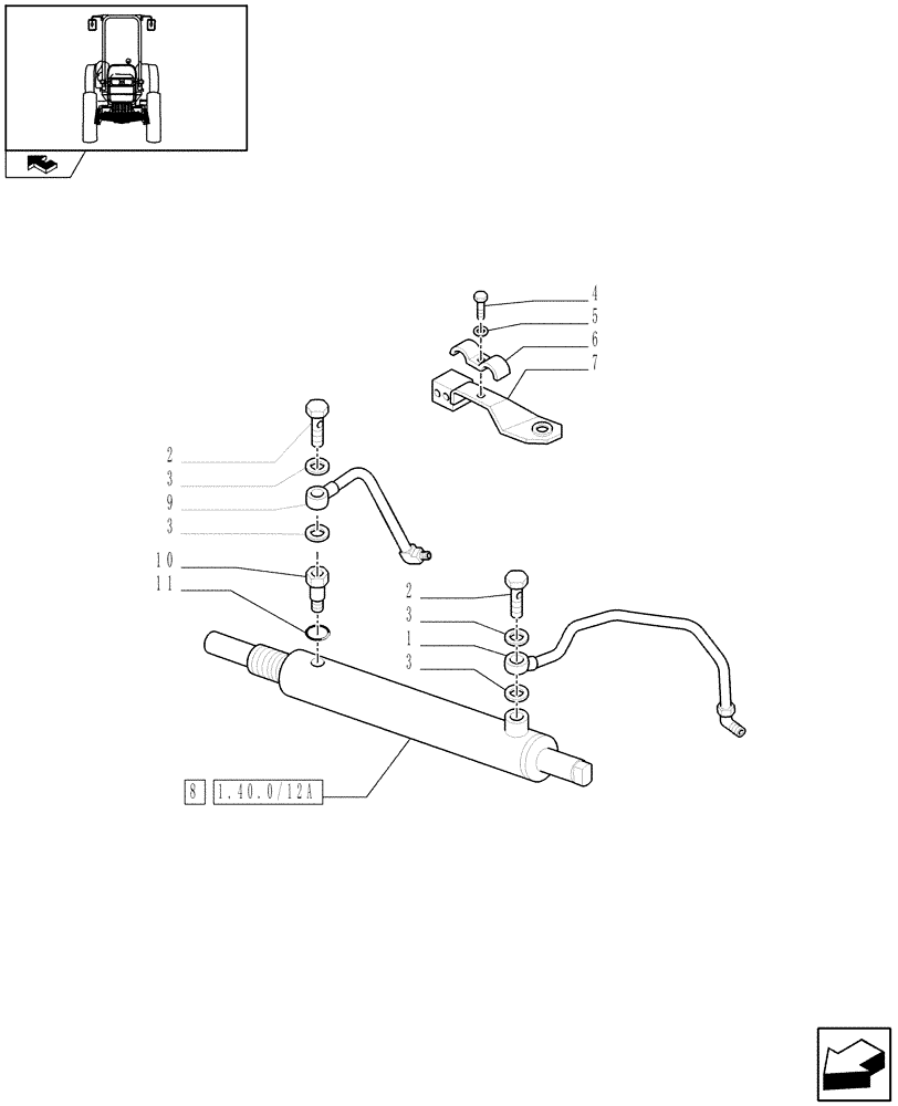 Схема запчастей Case IH FARMALL 95C - (1.40.3/12) - FRONT AXLE WITH LIMITED SLIP DIFF., WITH FRONT BRAKE (40 KM/H) - HYDR. STEER. CYL. (VAR.331324) (04) - FRONT AXLE & STEERING
