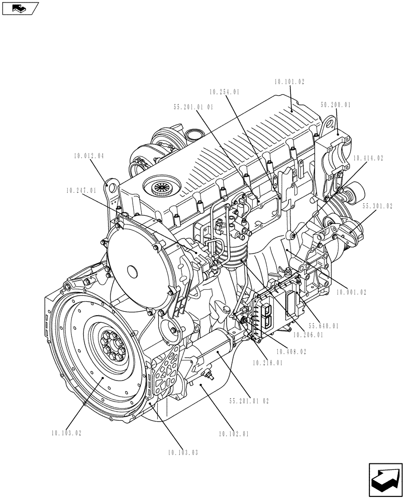 Схема запчастей Case IH F2CFE613R A021 - (10.000.01[02]) - ENGINE (5801408191) (10) - ENGINE