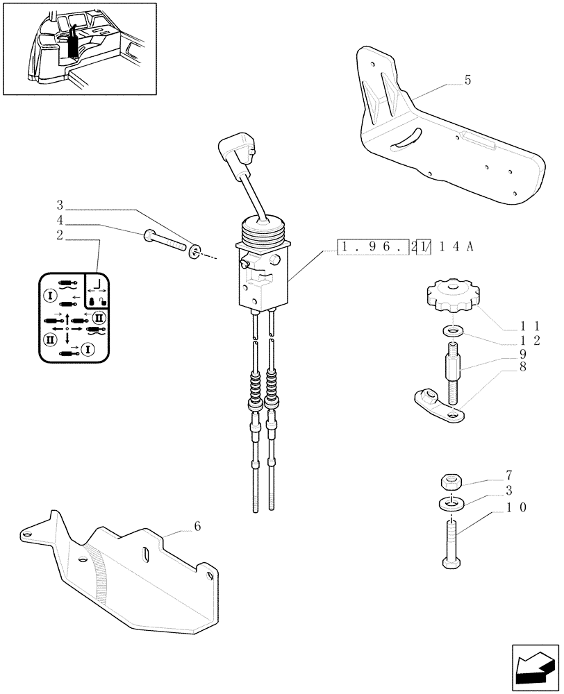 Схема запчастей Case IH MXU115 - (1.96.2/11[01A]) - (VAR.335-723) MECHANICAL JOYSTICK GOVERNING 2 CONTROL VALVES - D5875 (10) - OPERATORS PLATFORM/CAB
