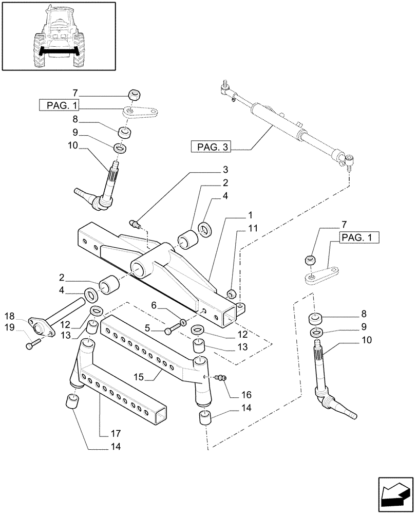 Схема запчастей Case IH MXU100 - (1.41.0/02[02]) - (VAR.102) 2WD FRONT AXLE - TOBACCO OUTFIT - BODY (04) - FRONT AXLE & STEERING