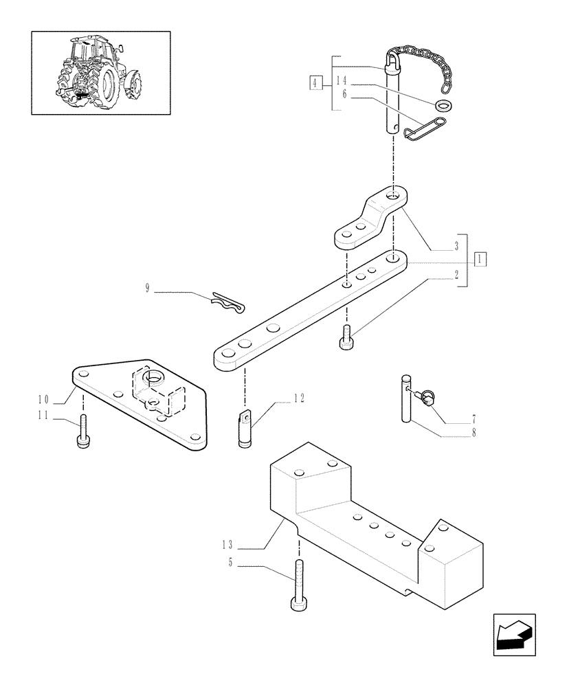 Схема запчастей Case IH MXU135 - (1.89.0) - (VAR.907) DRAWBAR FOR SLIDING SUPPORT (09) - IMPLEMENT LIFT